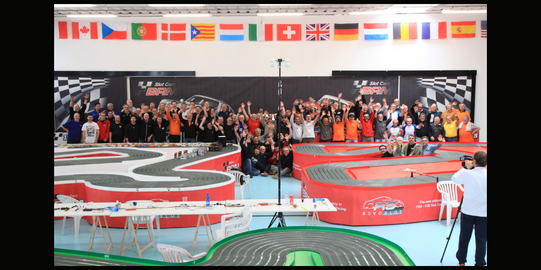 Youngtimer Trophy 2026 slot racing event at BRM Slot Car Arena with 162 cars competing